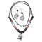 Pewter Buddha Peruvian Ceramic Multi-Color Leather Necklace and Matching Earrings product 1